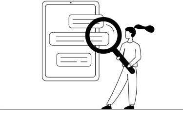 2eyeable_audit Person with magnifying glass in hand in front of a website
